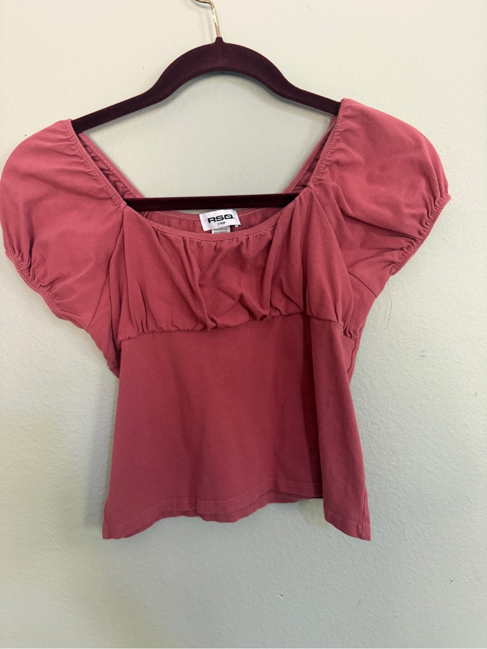 RSQ Rose Pink Short Sleeve Square Neck Top